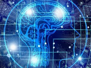 LearnOnline Self-study IGCSE Computer Science - computer chip type image with outline of head and brain