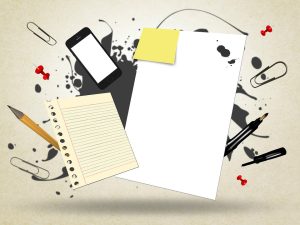 LearnOnline Exams Transfer Fee - clip art of phone, note paper. post-its and pens