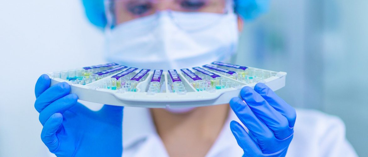 Women in STEM. Person in laboratory holding samples