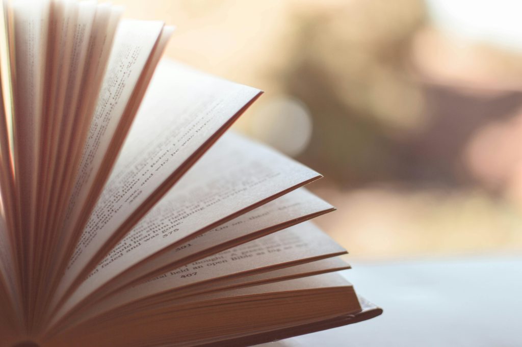 The English Package: open book, fanned pages